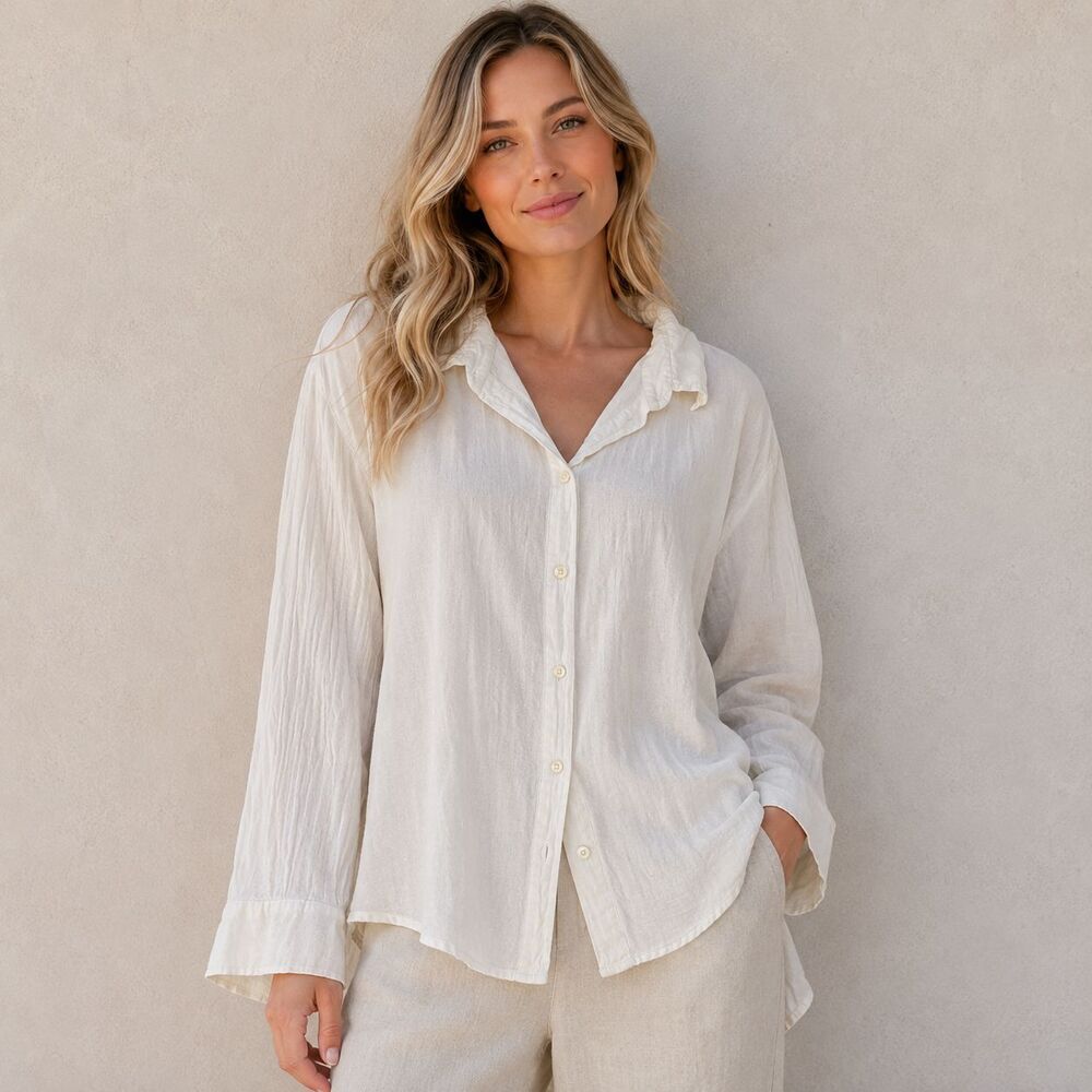 Laude the Label Organic Cotton Oversized Button Up Shirt White XL XXL India